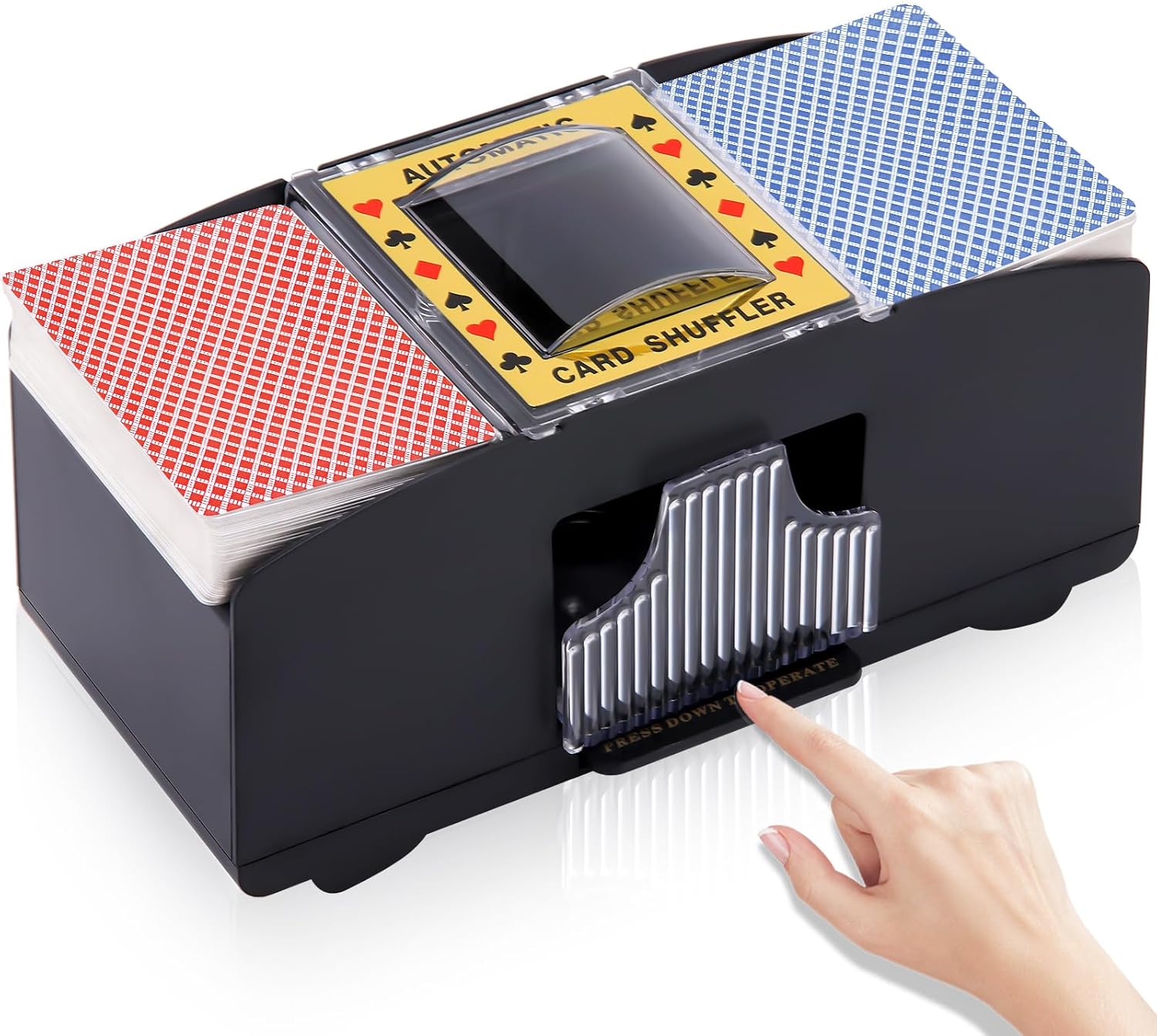 Automatic Card Shuffler Battery Operated Shuffles up to 6 Decks Fast, Easy & Ideal for TCG/CCG Automatic Card Shuffler Battery Operated Shuffles up to 6 Decks Fast, Easy & Ideal for TCG/CCG
