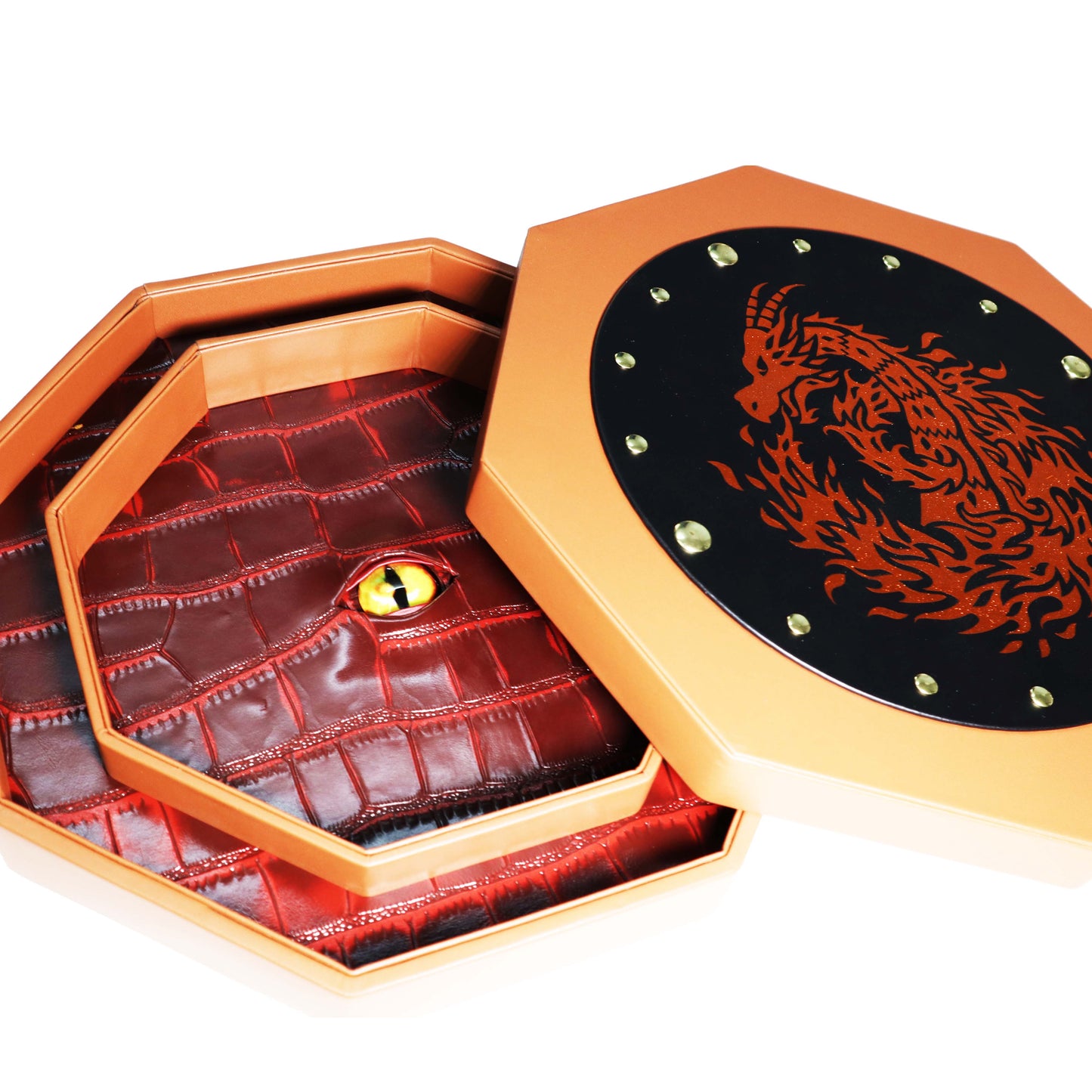 Dragon Eye Extra Large Dice Tray Octagon with Lid and Dice Staging Area