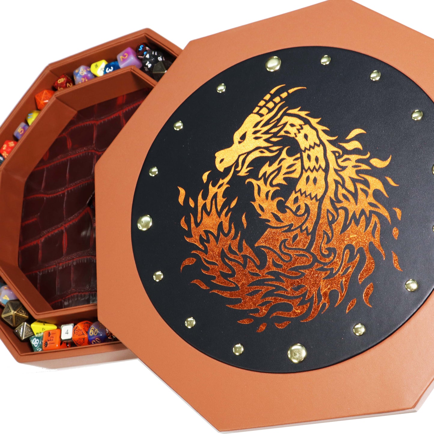 Dragon Eye Extra Large Dice Tray Octagon with Lid and Dice Staging Area
