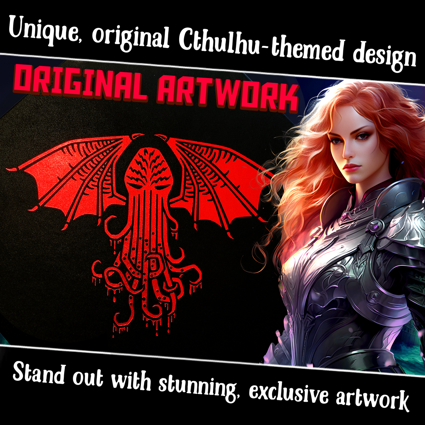 Blood Red Cthulhu Tome- Dice Tray - 9" Octagon with Lid and Dice Staging Area