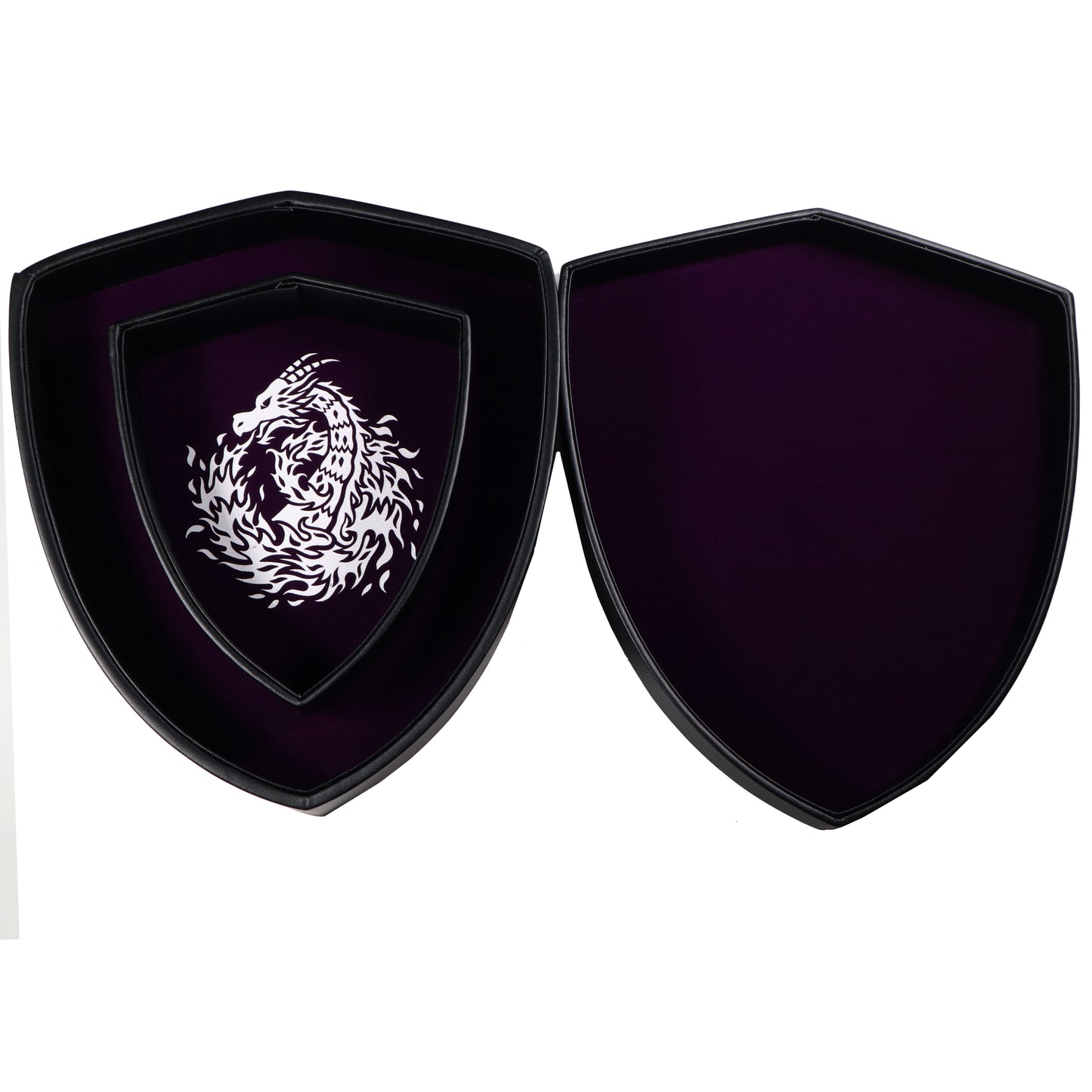 Shield Dice Tray Purple Fire Dragon with Lid and Dice Staging Area