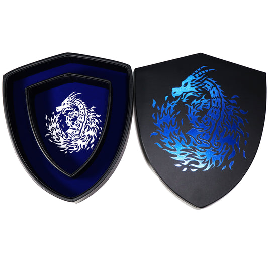 Shield Dice Tray Blue Fire Dragon with Lid and Dice Staging Area