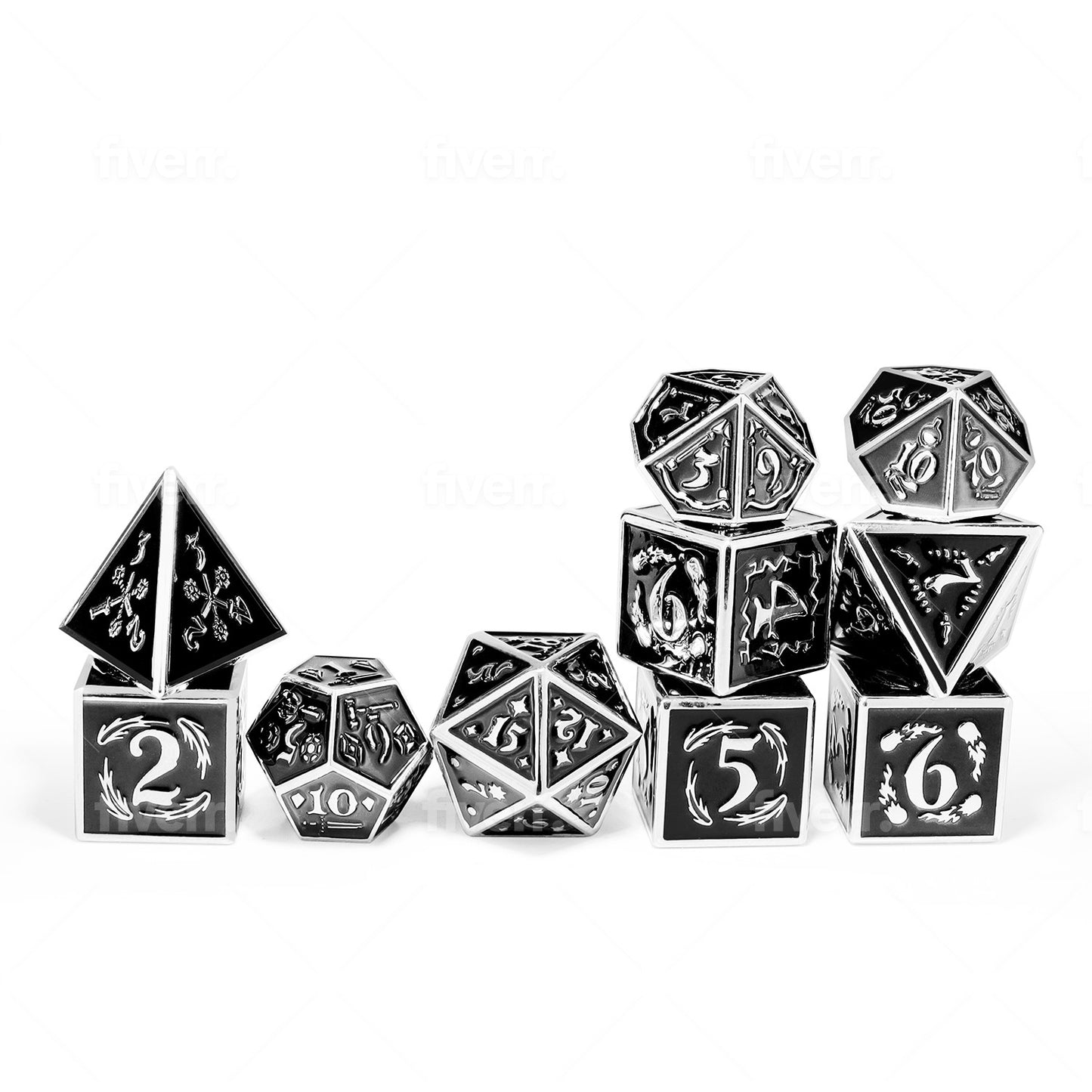 Nightwatch Large Silver Metal Dice