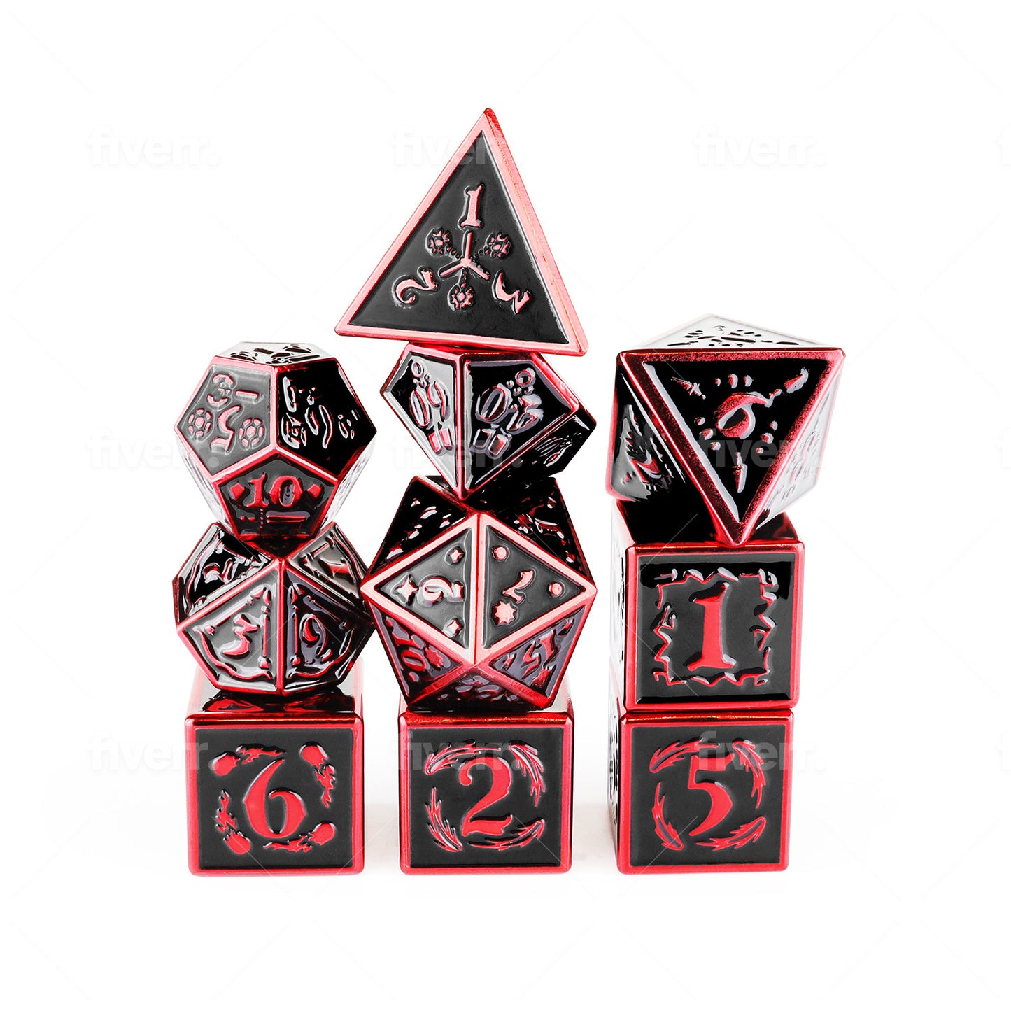 Nightwatch Large Red Metal Dice