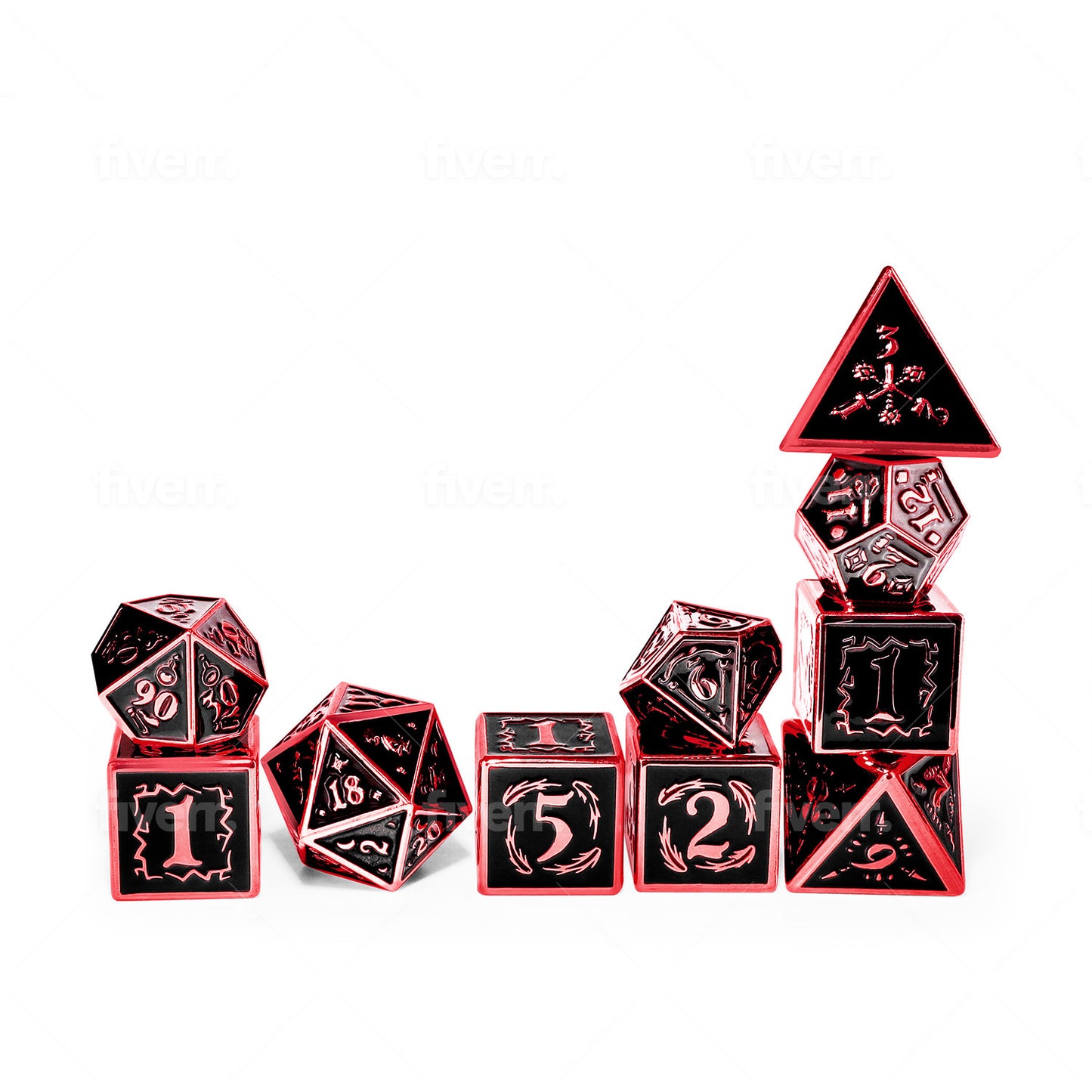 Nightwatch Large Red Metal Dice