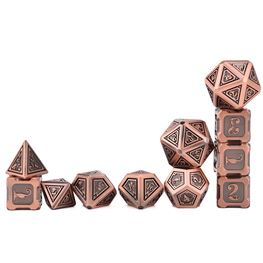 Fire Dragon Copper Color Metal Dice 11 Dice Set