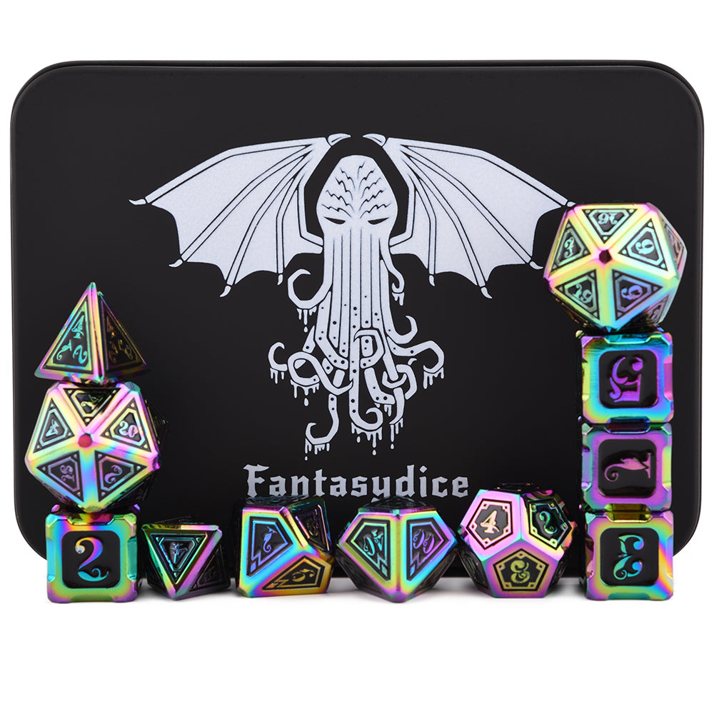 Cthulhu Rainbow Color Metal Dice 11 Dice Set
