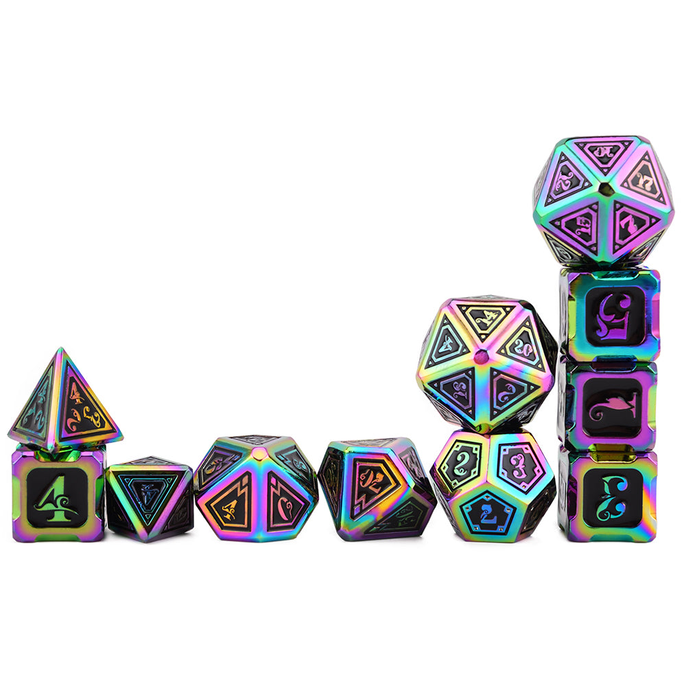 Cthulhu Rainbow Color Metal Dice 11 Dice Set