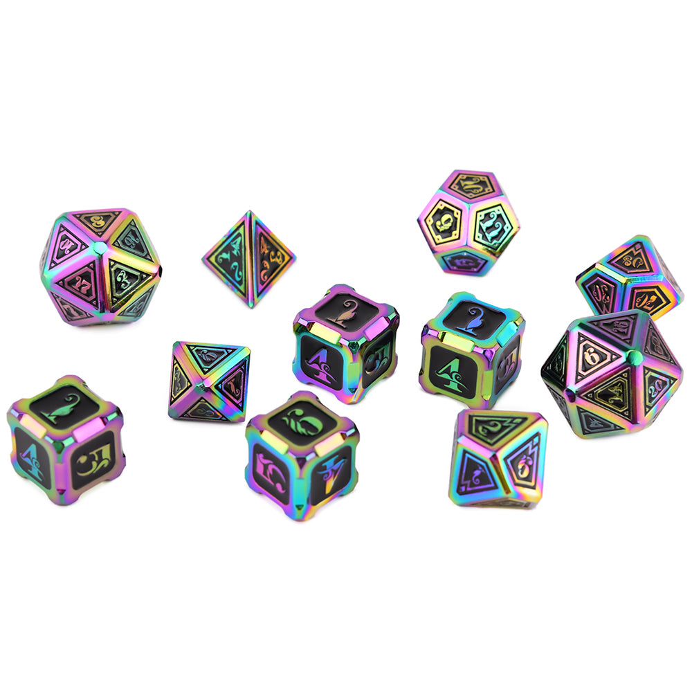 Cthulhu Rainbow Color Metal Dice 11 Dice Set