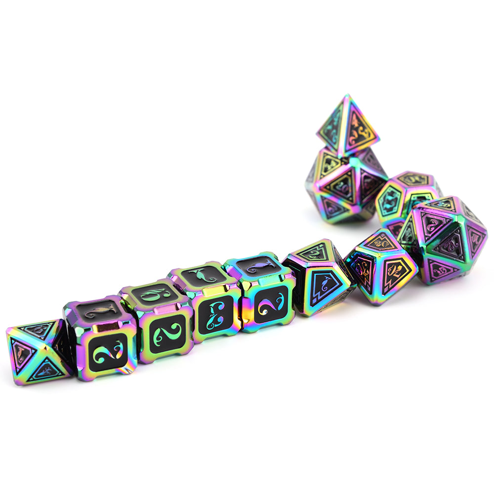 Cthulhu Rainbow Color Metal Dice 11 Dice Set
