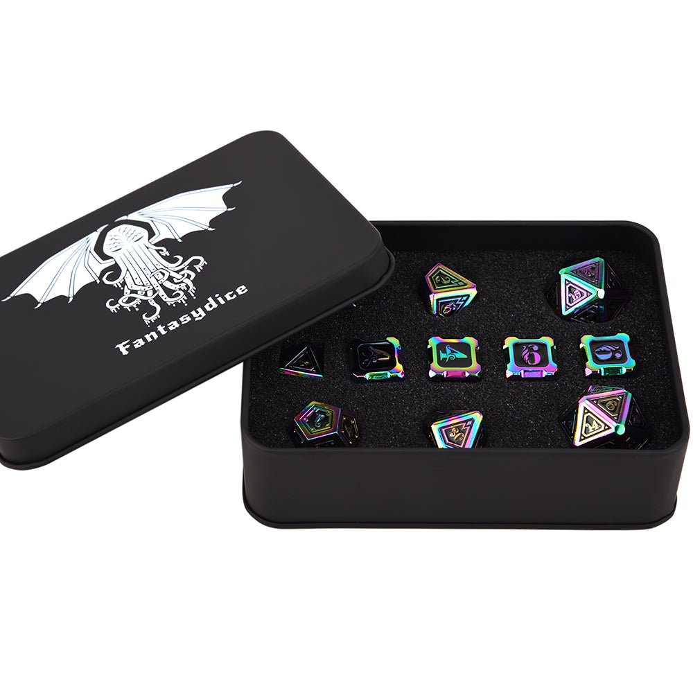 Cthulhu Rainbow Color Metal Dice 11 Dice Set