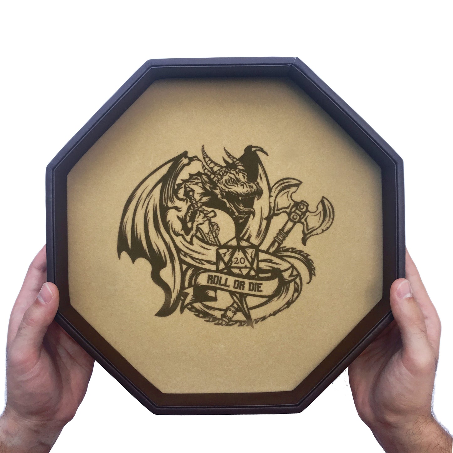 ROLL OR DIE- Dice Tray - Large 11.5" (29CM) Octagon - For Dice, Board Games, Tabletop RPGs