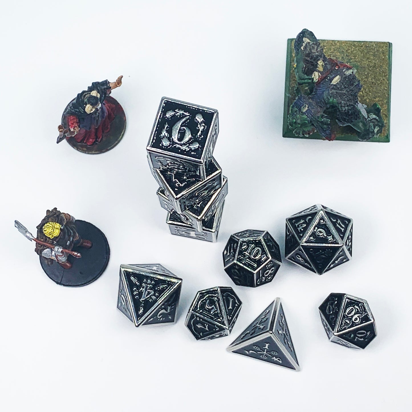 Nightwatch Large Silver Metal Dice