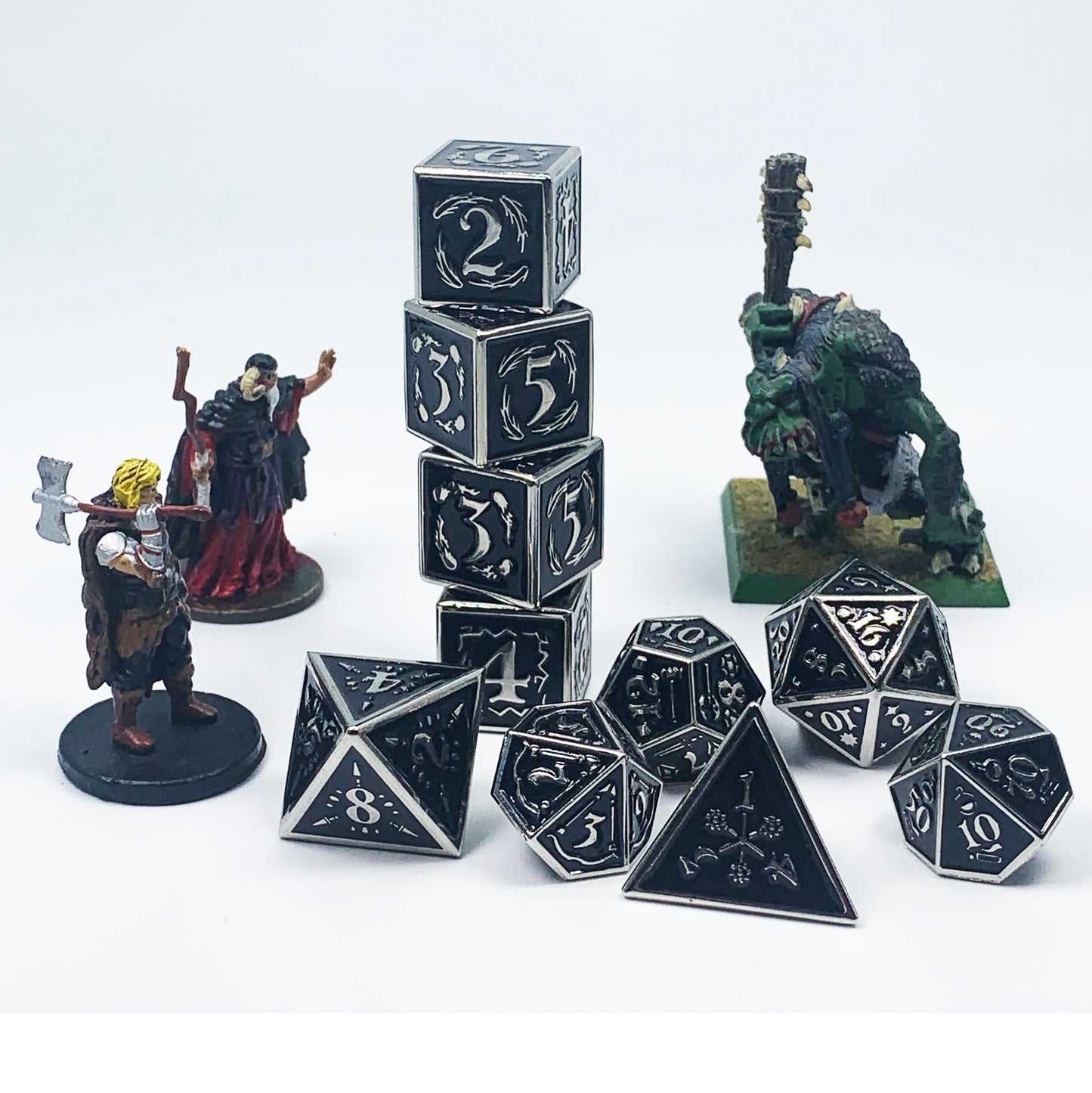 Nightwatch Large Silver Metal Dice