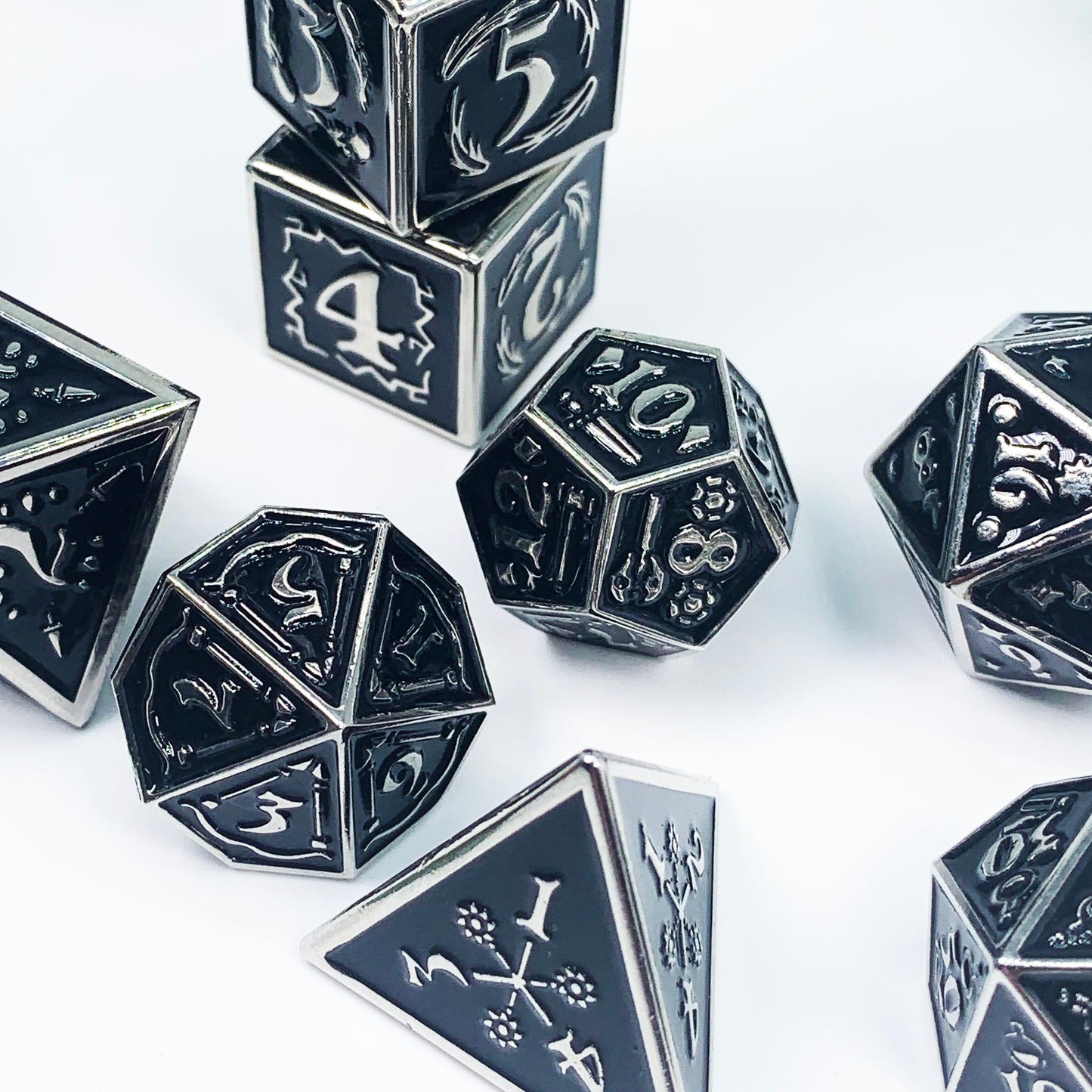 Nightwatch Large Silver Metal Dice