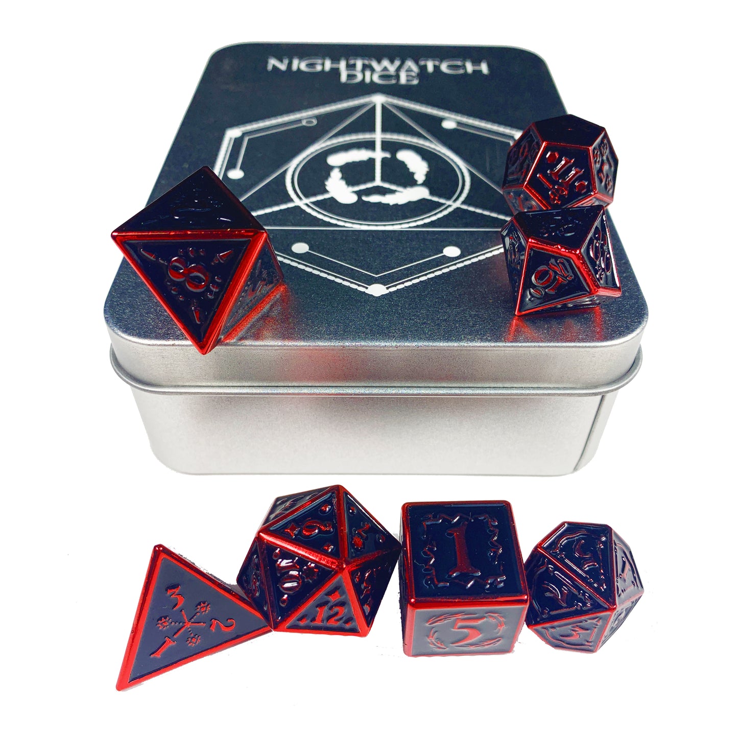 Nightwatch Large Red Metal Dice