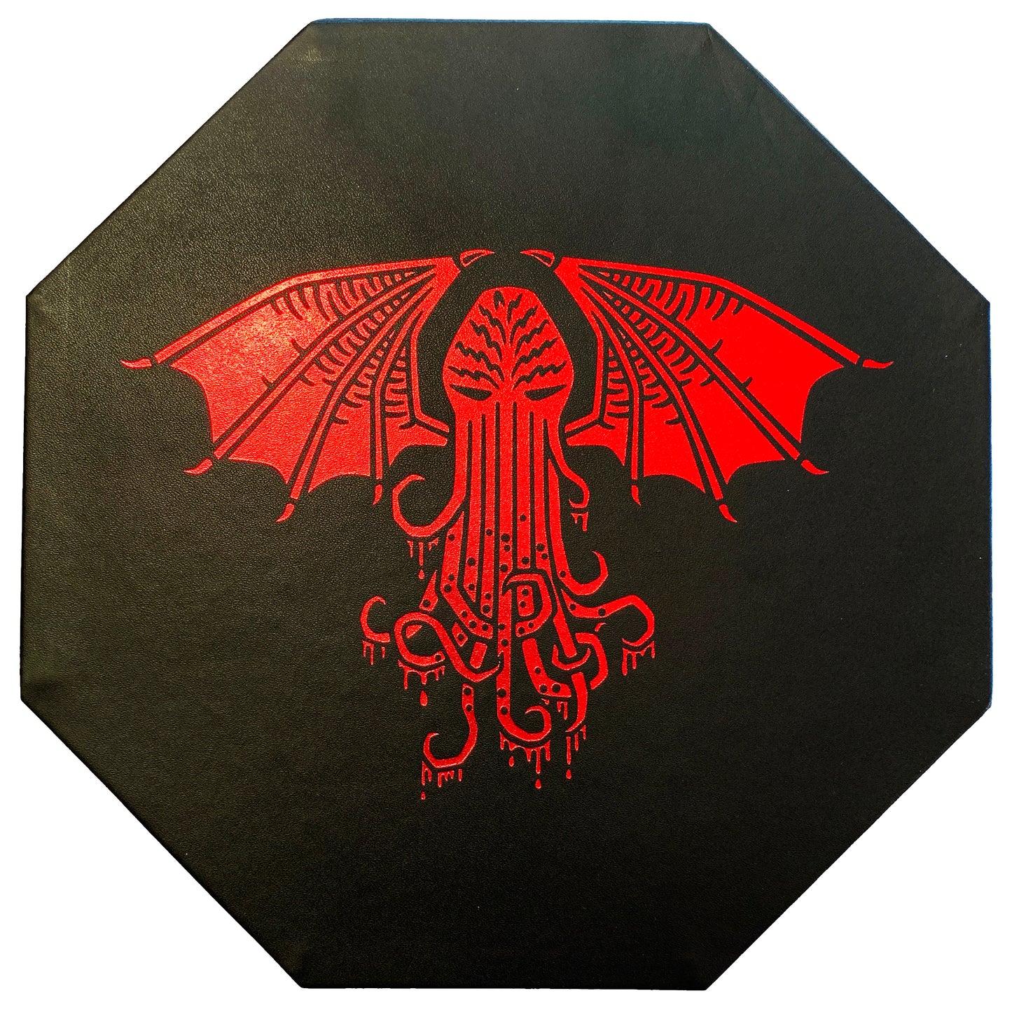 Blood Red Cthulhu Tome- Dice Tray - 9" Octagon with Lid and Dice Staging Area