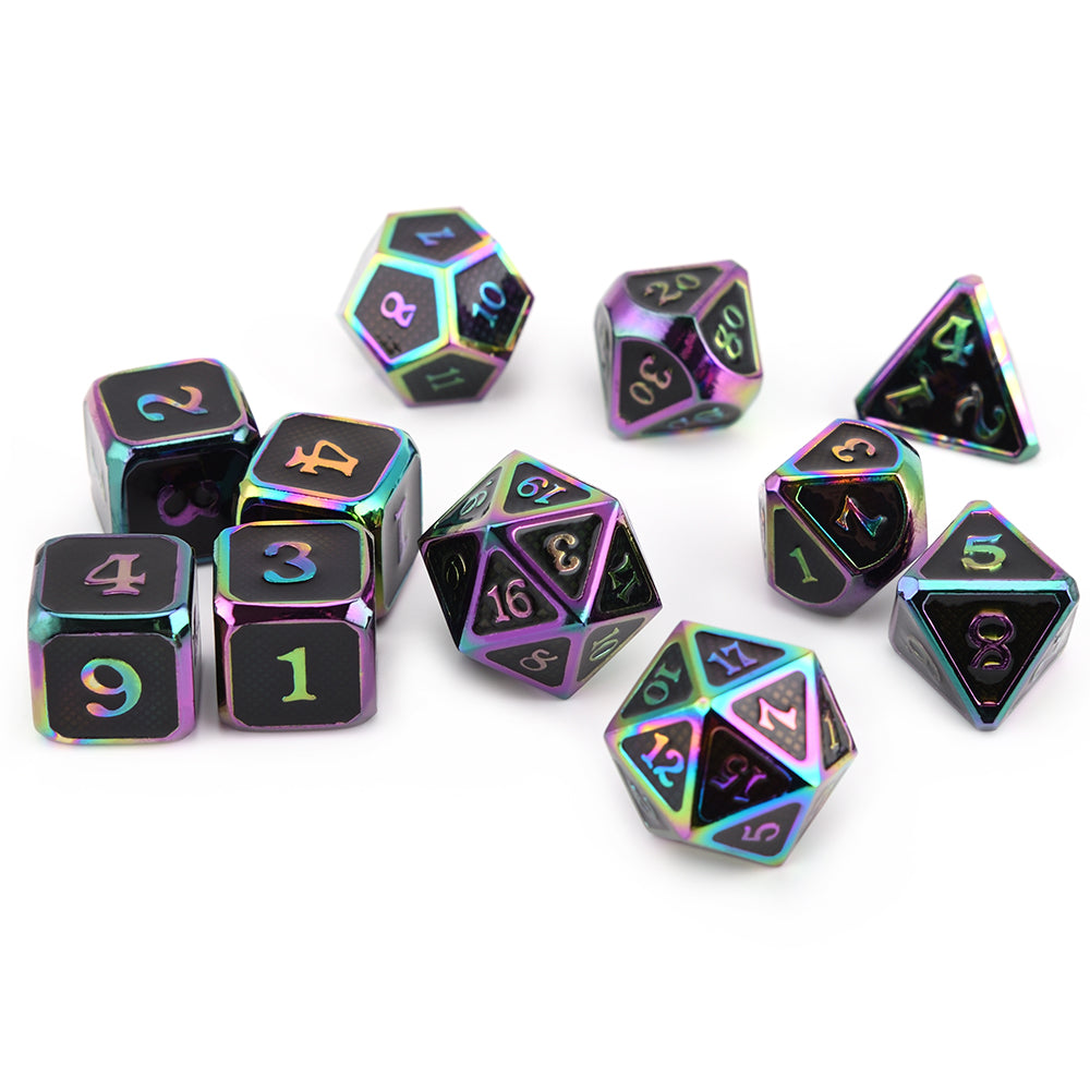 Cthulhu Scale Armor Rainbow Metal Dice Set (11 Dice Set)