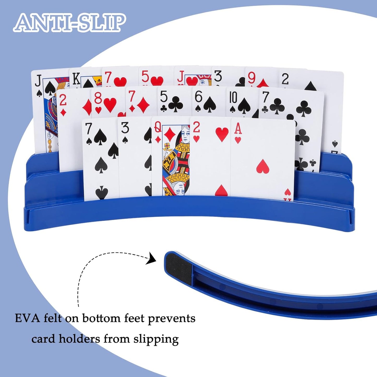 Set of 2 – Three-Layer Hands-Free Plastic Card Holders – Holds up to 45 Cards Each – Ideal for Poker, UNO, Family Game Nights