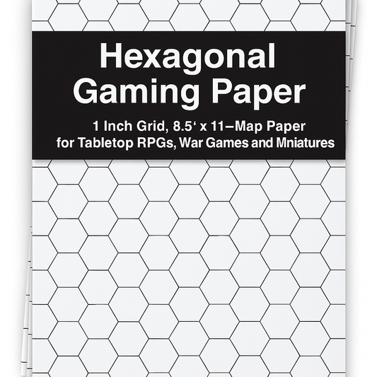 Hexagonal Gaming Paper – 1 Inch Grid, 8.5 x 11 Inch – Map Paper for Tabletop RPGs, War Games and Miniature Battles/ 100 Pages