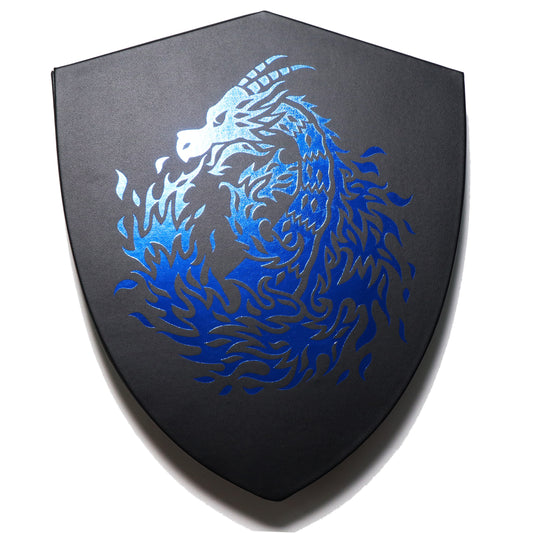 Shield Dice Tray Blue Fire Dragon with Lid and Dice Staging Area