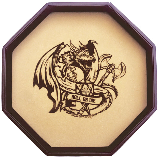 ROLL OR DIE- Dice Tray - Large 11.5" (29CM) Octagon - For Dice, Board Games, Tabletop RPGs
