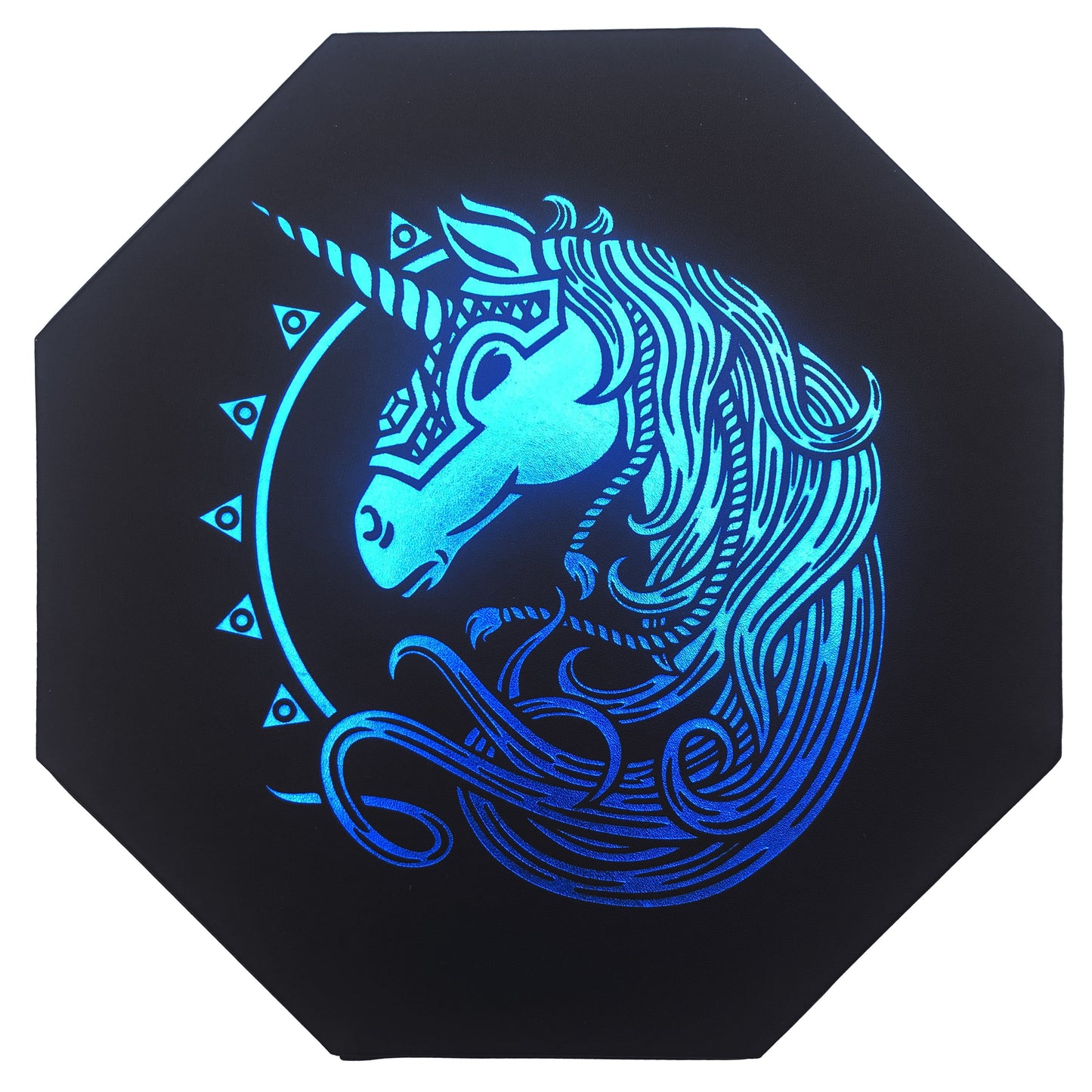 Blue War Unicorn - Dice Tray - 9" Octagon with Lid and Dice Staging Area