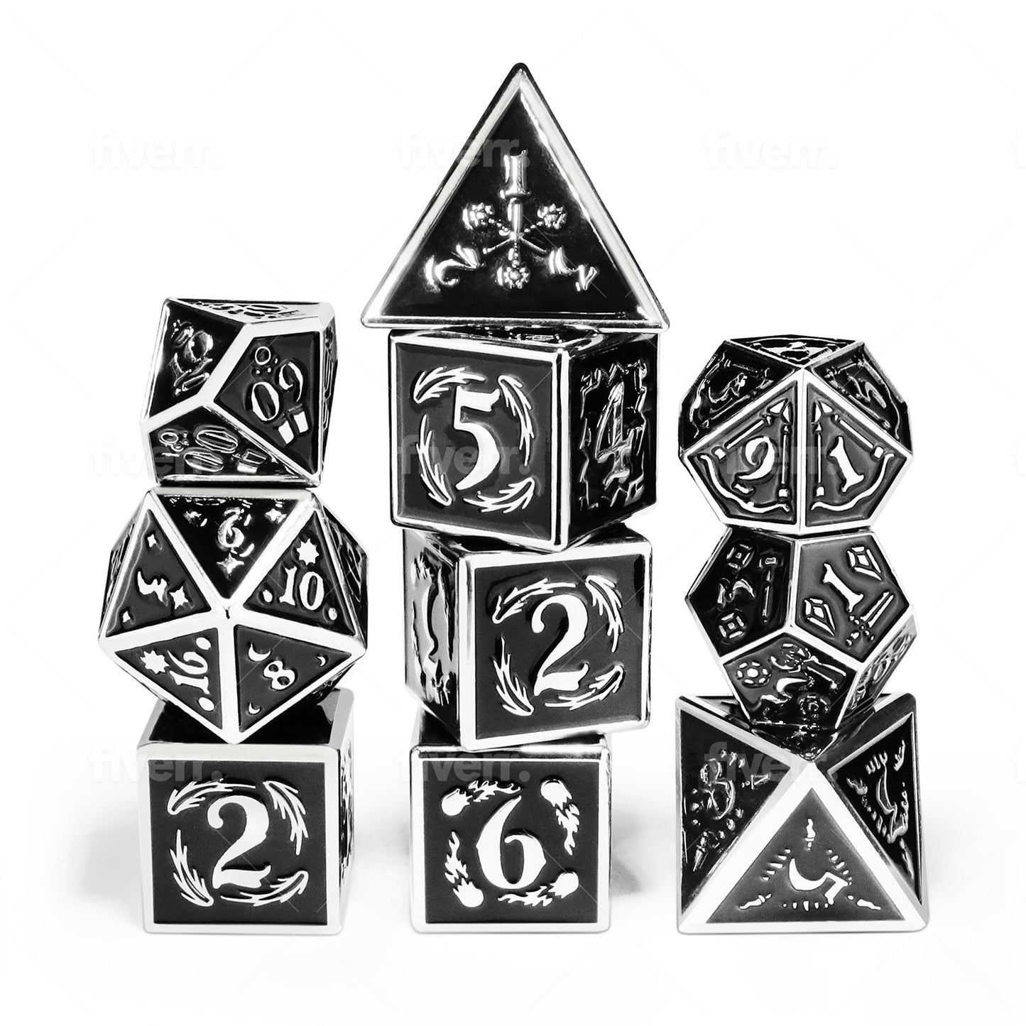 Nightwatch Large Silver Metal Dice