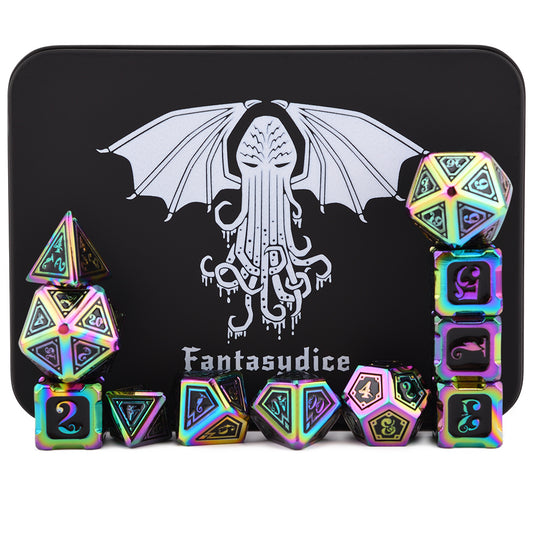 Cthulhu Rainbow Color Metal Dice 11 Dice Set