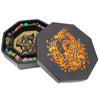 Chromatic Gold Fire Dragon Dice Tray 8" Octagon with Lid and Dice Staging Area