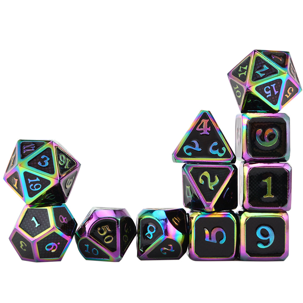 Cthulhu Scale Armor Rainbow Metal Dice Set (11 Dice Set)