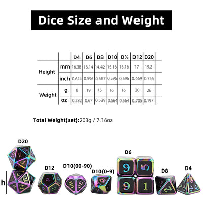 Cthulhu Scale Armor Rainbow Metal Dice Set (11 Dice Set)