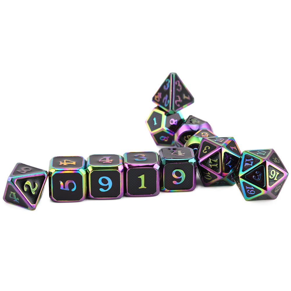 Cthulhu Scale Armor Rainbow Metal Dice Set (11 Dice Set)