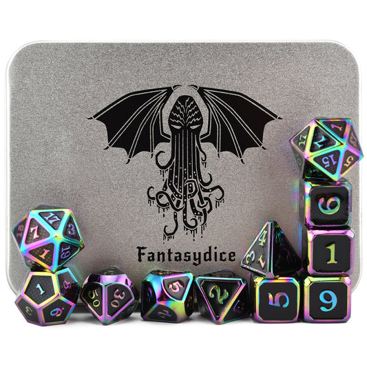 Cthulhu Scale Armor Rainbow Metal Dice Set (11 Dice Set)
