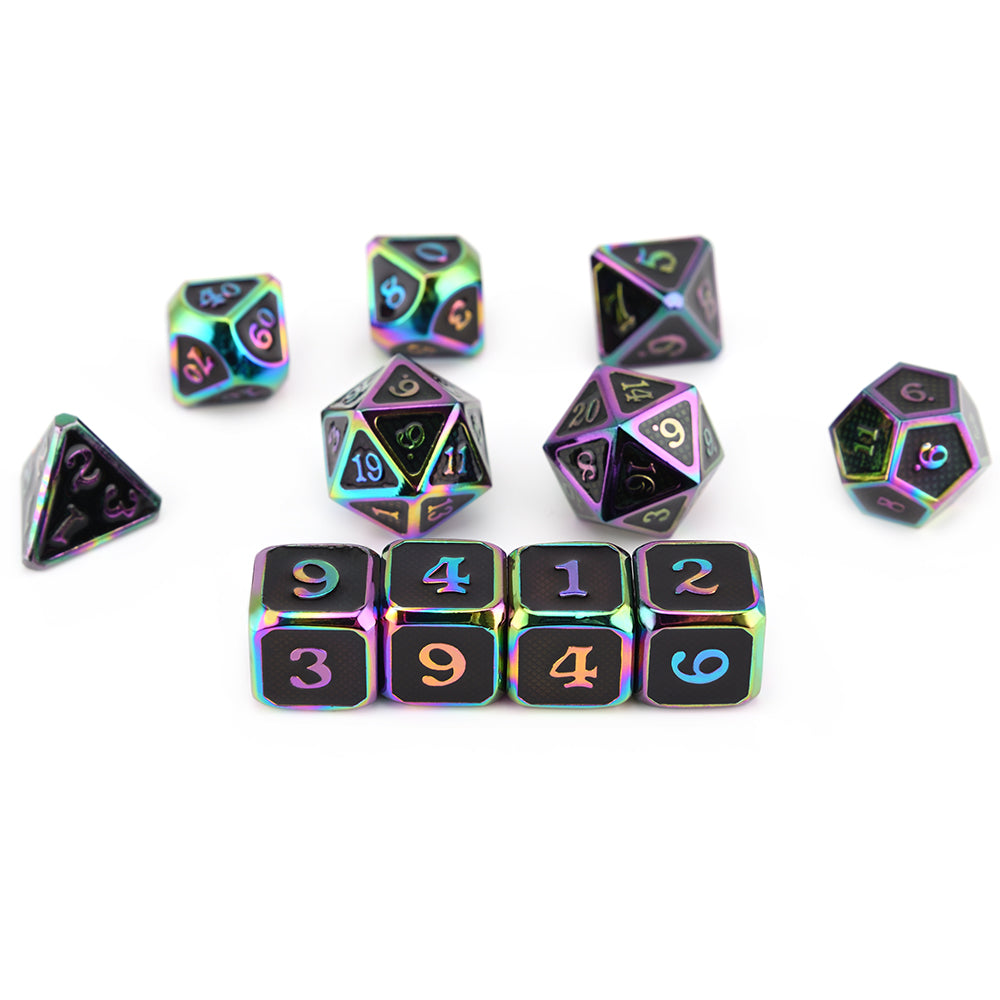 Cthulhu Scale Armor Rainbow Metal Dice Set (11 Dice Set)
