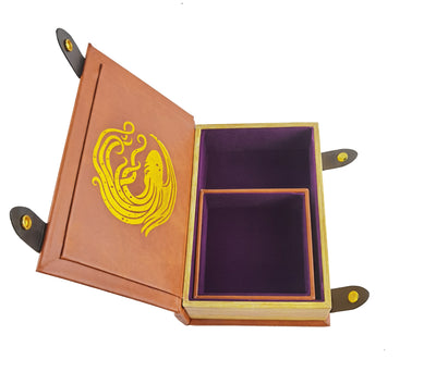 Cthulhu Book-Shaped Gold Deep Purple Velvet Fire Rolling Magic Book Tray for All Tabletop RPGs Like D&D , Call of Cthulhu, Shadowrun.