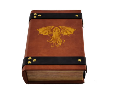 Cthulhu Book-Shaped Gold Deep Purple Velvet Fire Rolling Magic Book Tray for All Tabletop RPGs Like D&D , Call of Cthulhu, Shadowrun.